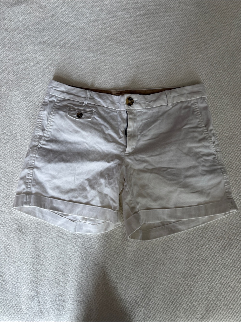 Banana Republic White Cotton Rolled-Hem Shorts